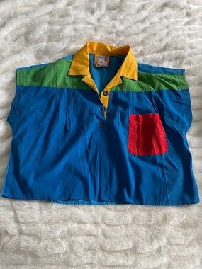 RARE Mokuyobi Colorblock Cropped Top | Retro Boxy Shirt | XXS